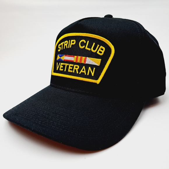 Strip Club Veteran Embroidered Patch Cap Hat Mesh Strapback Black 100% Cotton - Picture 2 of 5